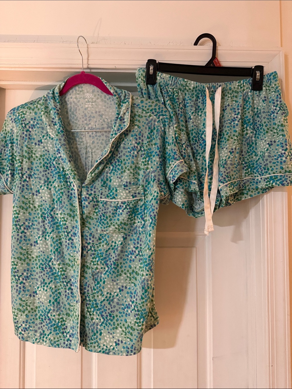 a new day Aqua & Teal Dot Print Short Pajama Set